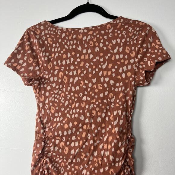 Isabel Maternity Brown Animal Print Short Sleeve Dress - Size XL - NWT - Picture 9 of 9